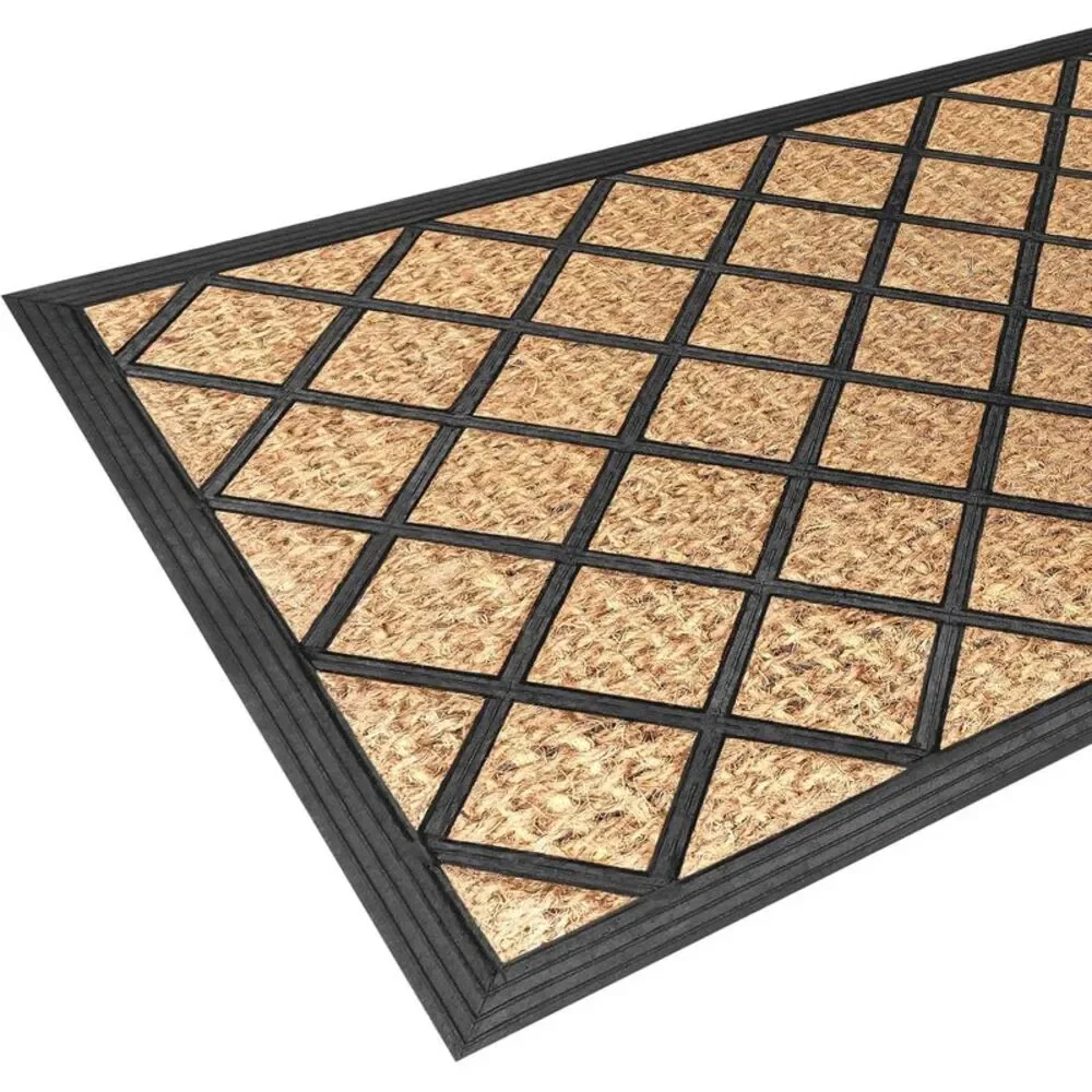 Geometric Entrance Door Mat, 100% Natural Coconut Husk Fibers & Non-Skid